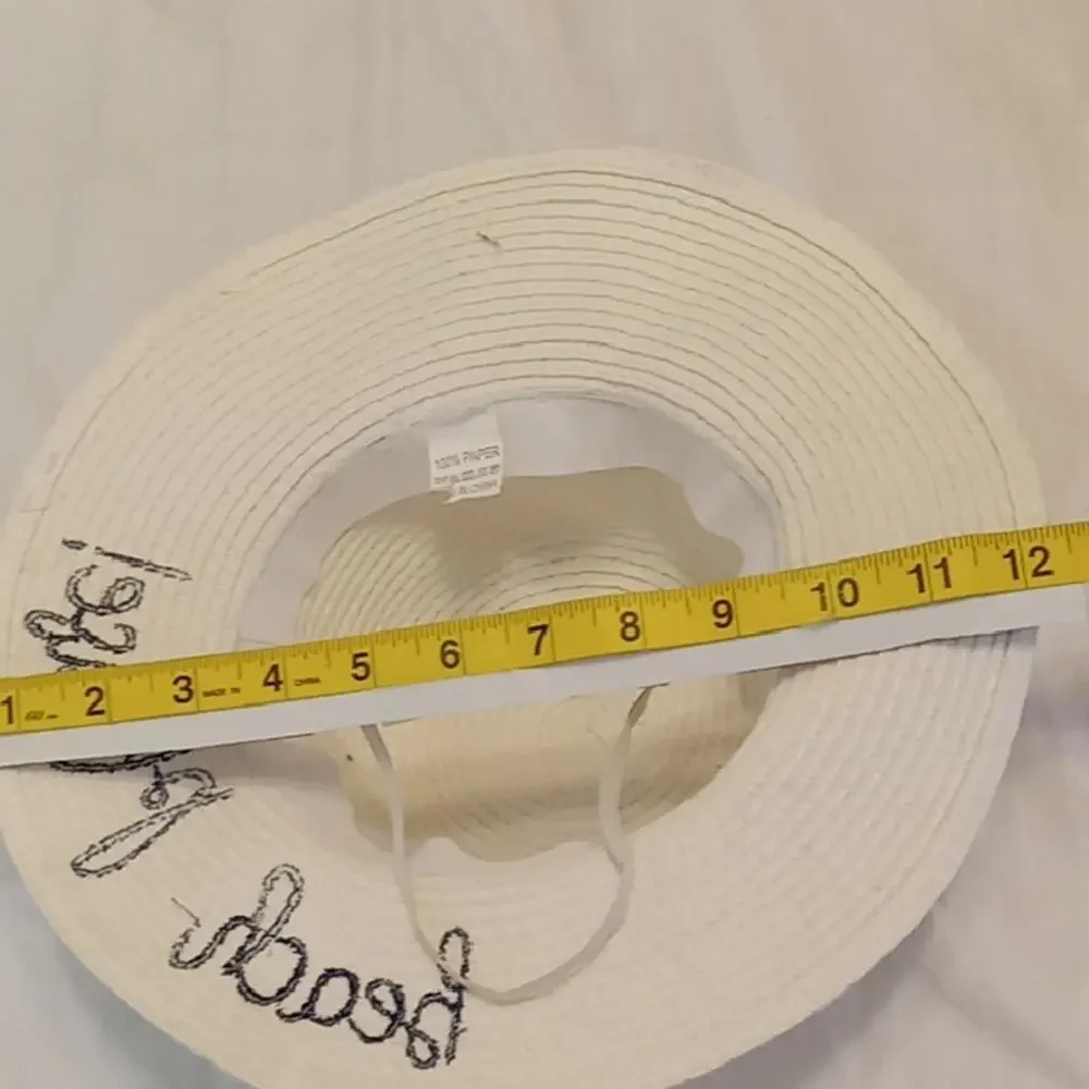 Girl's White Sun Hat with Navy Accents - Beach Ready!